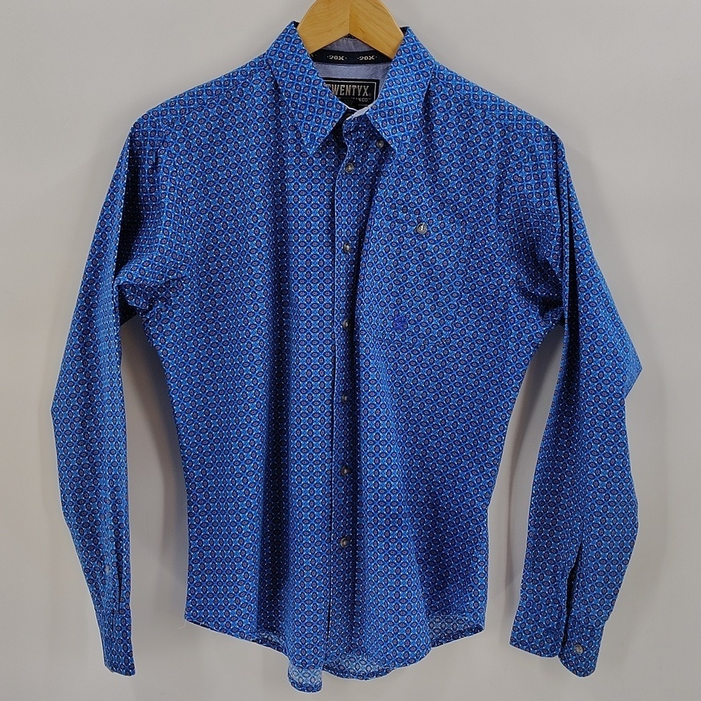 Wrangler TwentyX Boys Western Shirt Size XL Blue